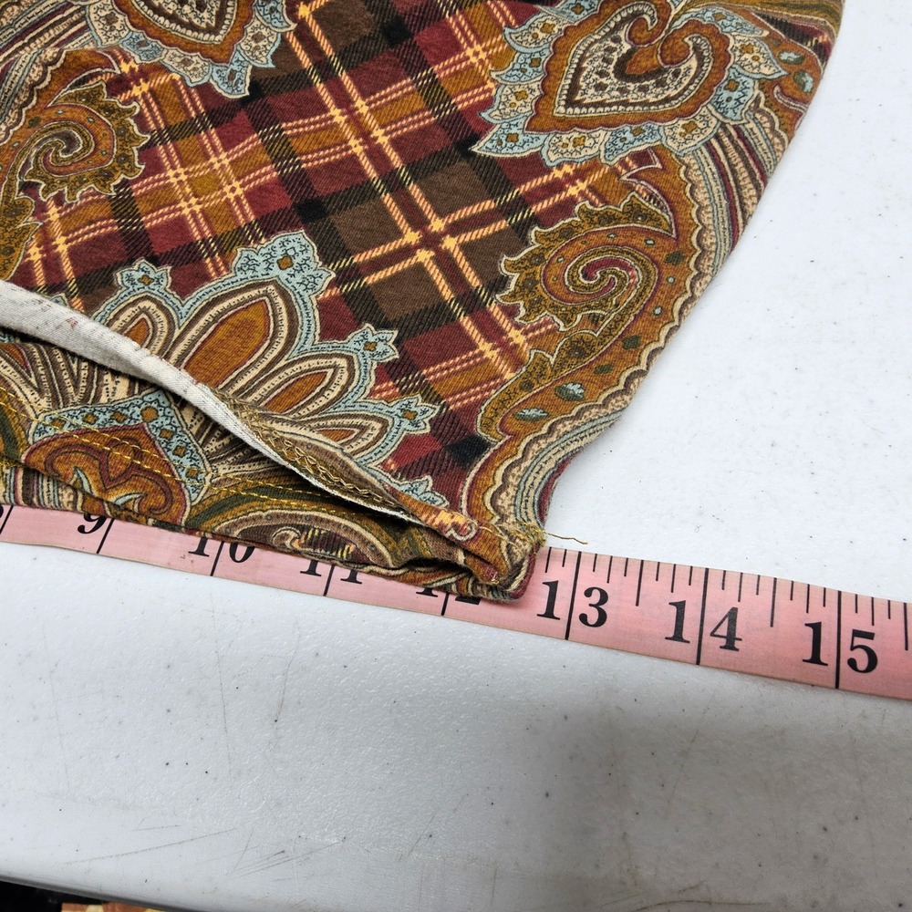 Perpetual Motion Faux Wrap Skirt Womens Large Brown Paisley Plaid Tie Front 90s - Picture 9 of 10